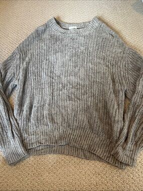 Wilfred Free Cozy Chunky Knit Crewneck Sweater - Heather Gray Large